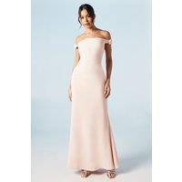Bardot Bow Shoulder Crepe Fishtail Bridesmaid Maxi Dress