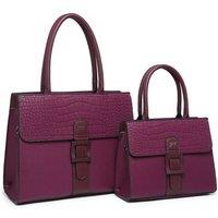 JFY Women's Snake Skin Buckle 2 In 1 Handbag Tote Bag in Purple