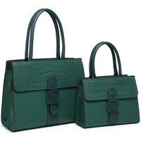 JFY Women's Snake Skin Buckle 2 In 1 Handbag Tote Bag in Dark Green