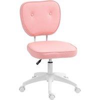 VINSETTO PU Leather Office Chair for Home Vanity Armless Pink