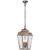 Netlighting Mansion House 3 Light Outdoor Ceiling Chain Lantern Brass IP44 E14 in Yellow