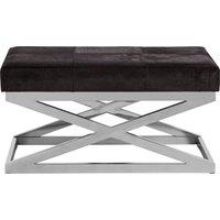 Orsina Cross Base Leather Bench With Stainless Steel Legs, Durable Indoor Bench, Modern Leather Seat, Accent Bench in Black