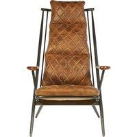Orsina Modern Genuine Grey Leather Chair, Decorative Armchair, Occasional Chair, Quilted Upholstered Accent Seat in Light Brown