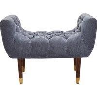 Orsina Classic Grey Chenille Stool, Decorative Wooden Seat, Metallic Gold Finished Lounge Seat With Pointed Feet