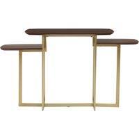 Orsina 3 Tier Walnut Side Tables, Multi-Height Accent Tables With Golden Legs, Decorative Side Tables, Display Tables in Brown