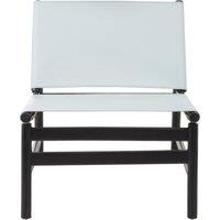 Orsina Grey Plain Cow Leather Chair With Black Wooden Frame, Armchair With Curved Legs, Ideal For Outdoor Spaces