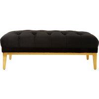 Orsina Rectangular Chesterfield Ottoman, Quilted Upholstered Footstool, Button-Tufted Pouf, Gold Based Velvet Footrest in Black