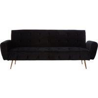 Orsina Velvet Upholstered Velvet Sofa Bed, Elegant Seater Sofa Bed For Bedroom, Contemporary Sofa Bed in Black