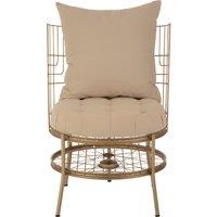 Orsina Luxurious Gold Finish Chair With Cushion, Fabric Upholstered Arm Chair For Bedroom, Stylish Armchair in Rose Gold