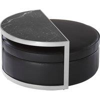 Orsina Luxurious Stool & Coffee Table Set, Center Table With Black Marble Top, Nesting Coffee Table For Lounge