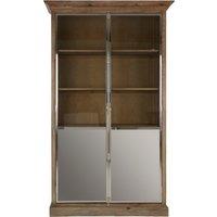 Orsina 2 Door Cabinet With Shelves, Whitewashed Pine Storage Cabinet, Wooden Display Unit With Frosted Glass Doors in Brown