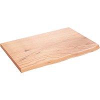 Berkfield Home Wall Shelf Light Brown 60x40x2 cm Treated Solid Wood Oak | Size: 60 x 40 x 2 cm