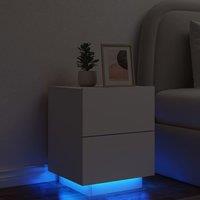 Berkfield Home Bedside Cabinet with LED Lights White Engineered Wood