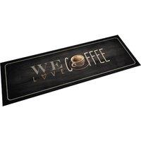 Berkfield Home Kitchen Rug Washable Coffee Text 60x180 cm Velvet in Black