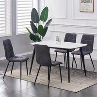 MCC Direct Set of 4 Faux Suede Leather Dining Chairs Henri in Dark Grey