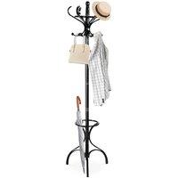 Costway Coat Rack Tree Birch Coat Stand Coat Hanger w/ Umbrella Holder& 12 Hooks in Black