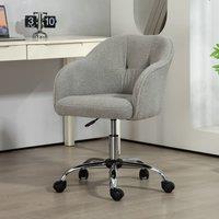 HOMCOM Fluffy Vanity Chair for Desk, with Height Adjustable, Wheels in Grey