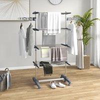 HOMCOM Large Clothes Airer Stainless Steel Clothes Drying Rack in Grey | Size: Medium