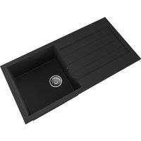 Balterley 100cm Kitchen Single Bowl Composite Sink, Overflow, Drainer Matt Black