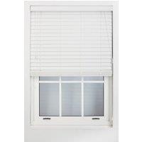 Furnished White Faux Wood Venetian Blind - 50mm Slats String Window Blinds for Home & Office | Size: 240 cm width x 210 cm drop