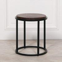 Glasstone Black Metal Occasional Table with Wooden Top in Chocolate