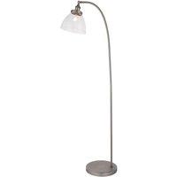 Loops Floor Lamp Light - Brushed Silver Paint & Clear Glass - 40W E27 - Standing in Metallics