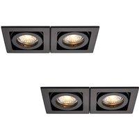 Loops 2 PACK Twin Recessed Boxed Downlight - 2 x 50W GU10 Reflector - Matt Black