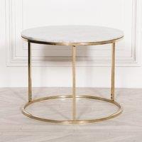 Glasstone Gold Metal Side Table with Marble Top in Metallic Gold