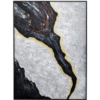 Modish Furnishing Black & Grey Abstract Canvas with Bright Accents & Black Frame