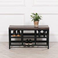 Glasstone Black Metal Storage Bench with Wooden Top in Chocolate