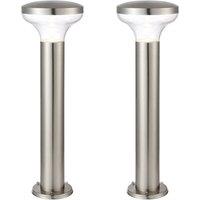 Loops 2 PACK Outdoor Post Bollard Light Marine Steel 0.5m LED Garden Driveway Path in Metallics