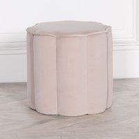 Glasstone Natural Colour Velvet Round Stool in Off-White