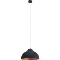 Loops Hanging Ceiling Pendant Light Black & Copper Dome Bowl Shade 1 x 60W E27 Bulb