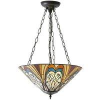 Loops Tiffany Glass Hanging Ceiling Pendant Light Bronze Inverted Lamp Shade i00122 in Clear