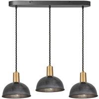 Sleek Dome 3 Wire Oval Cluster Lights, 8 inch, Pewter, Brass holder