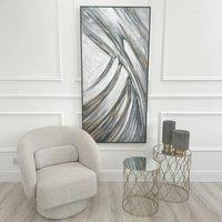 Modish Furnishing Monochrome Canvas with Gold Accents in White