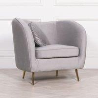 Glasstone Grey Velvet Armchair with Cushion in Metallic Silver