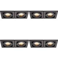 Loops 4 PACK Twin Recessed Boxed Downlight - 2 x 50W GU10 Reflector - Matt Black