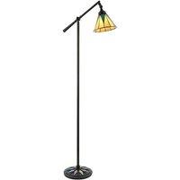 Loops Tiffany Adjustable Swing Arm Floor Lamp Dark Bronze & Stained Glass Shade i00011 in Clear