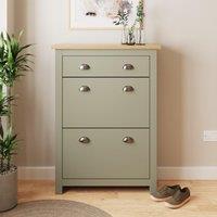 GFW Lancaster 2 Door 1 Drawer Shoe Cabinet in Green