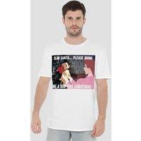 Disney Men's Lady & The Tramp Dog For Christmas T-Shirt in White | Size: Medium