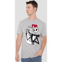 Disney Men's Jack Skellington Xmas T-Shirt in Grey | Size: Small