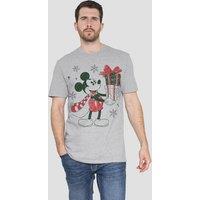 Disney Men's Mickey Mouse Christmas Presents T-Shirt in Grey | Size: Medium