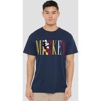Disney Men's Mickey Mouse Multicolour Name T-Shirt in Navy | Size: 2XL