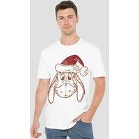 Disney Men's Eeyore Christmas Hat T-Shirt in White | Size: Medium