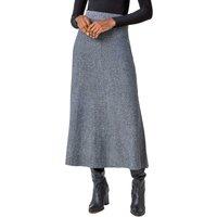 Roman Women's Plain Elastic Waist Knitted A Line Midi Skirt in Grey | Size: 12