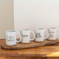Marco Paul Set of 4 Motivational Quote Coffee Mugs 300ml Capacity Coffee & Tea Cups in White