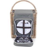 Red Hamper Wicker Chill Beach Picnic Basket in Grey