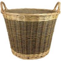 Red Hamper Wicker Unpeeled Log Basket with Lining in Brown