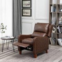 Push Back Recliner Armchair, PU Leather Upholstered Recliner Padded Chair